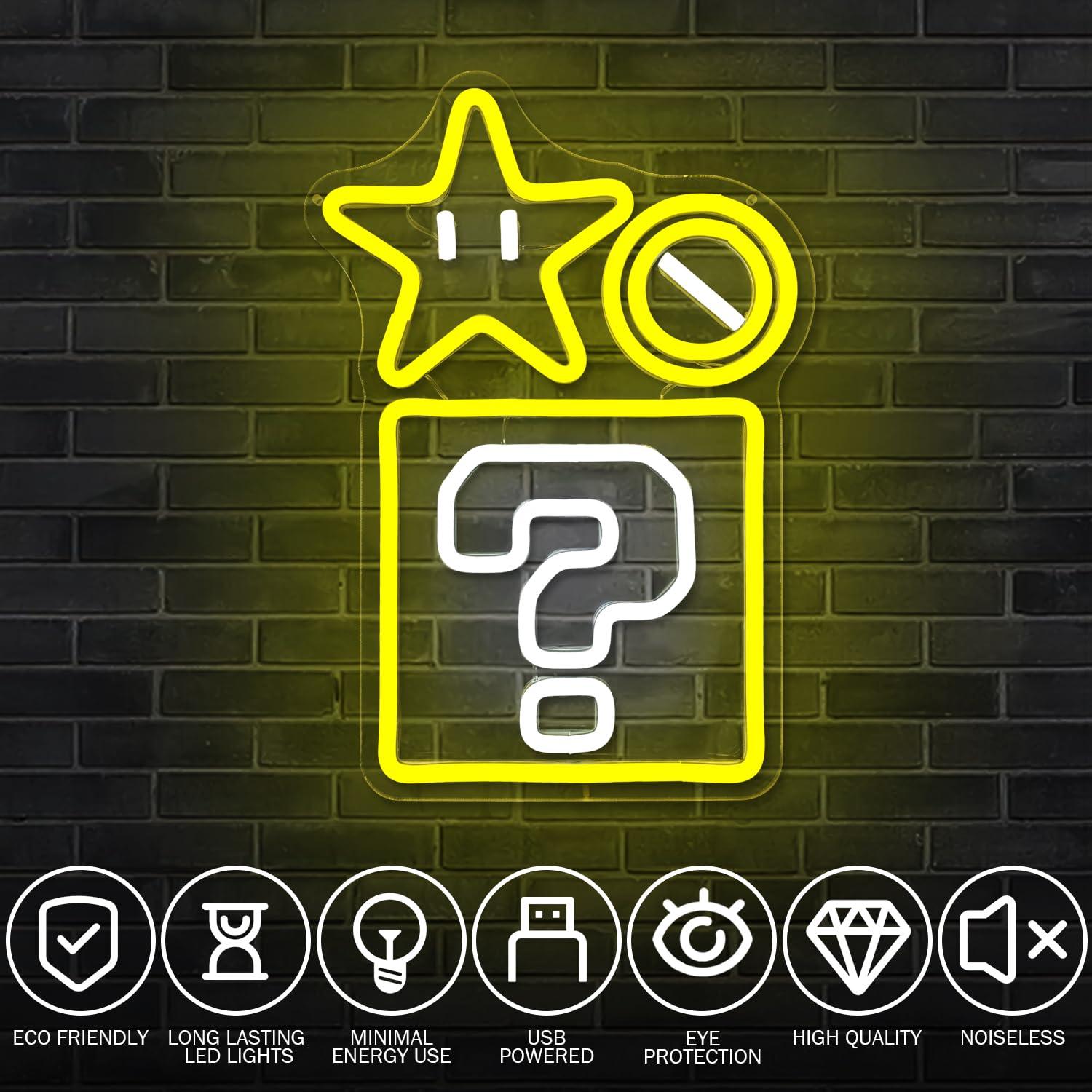 Question Block Star Neon Sign  - Outdoor Power Block ulasan dan harga