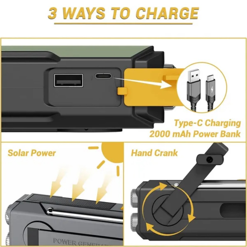 Emergency Solar Hand Crank NOA - Outdoor Power Equipment Brands ulasan dan harga