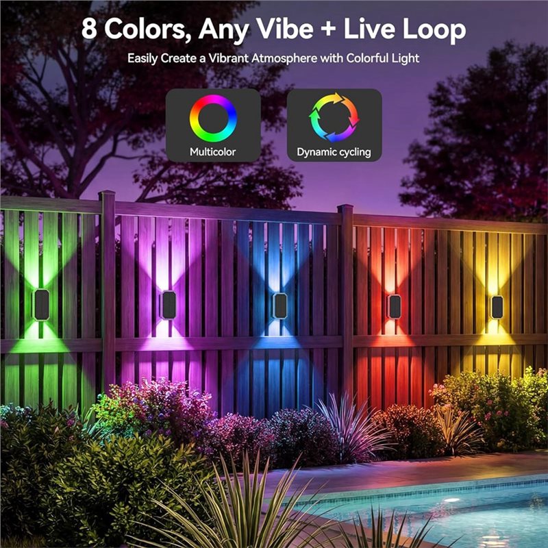 AB66-6PCS RGB Solar Fence Ligh - Outdoor Power Direct ulasan dan harga